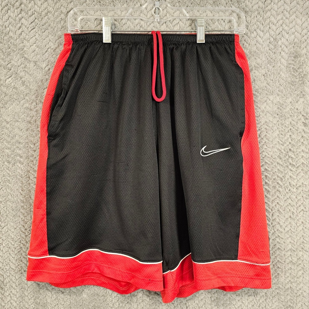 Nike Mens Basketball Shorts Black Red Mesh Athletic Gym BV9452-013 Size L